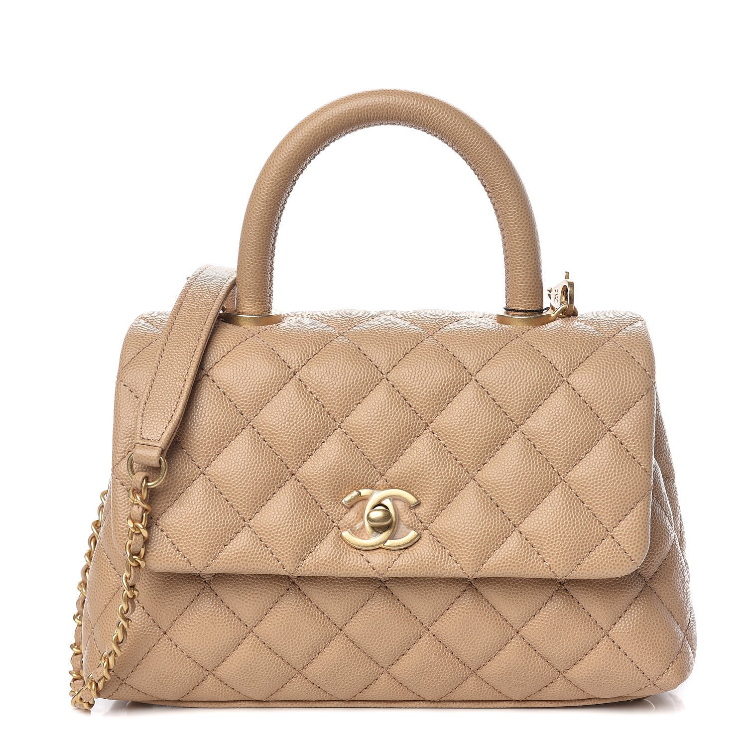 Chanel Caviar Quilted Mini Coco Handle Flap Beige 1 of 11