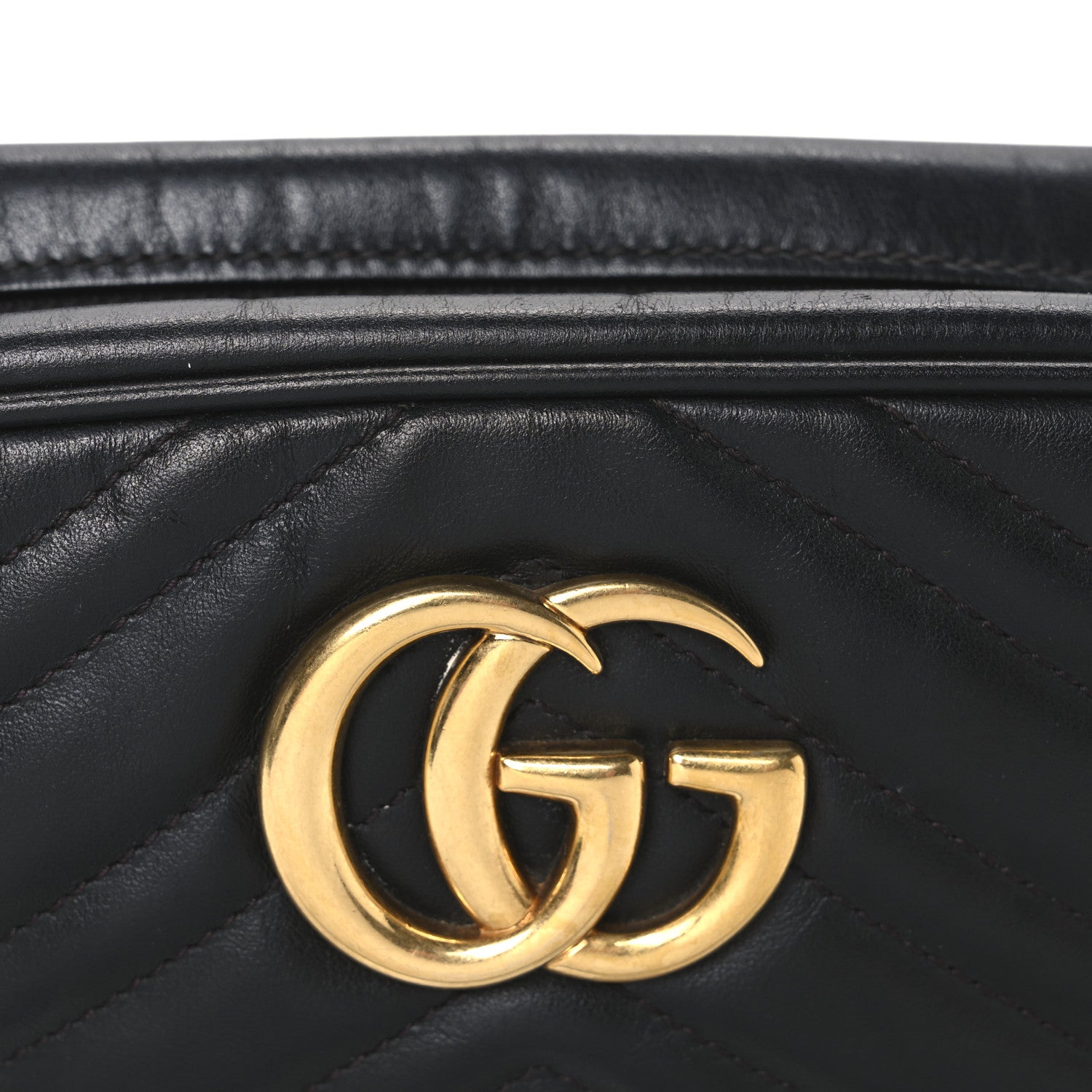 Gucci Calfskin Matelasse Small GG Marmont Chain Shoulder Bag Black 8 of 10