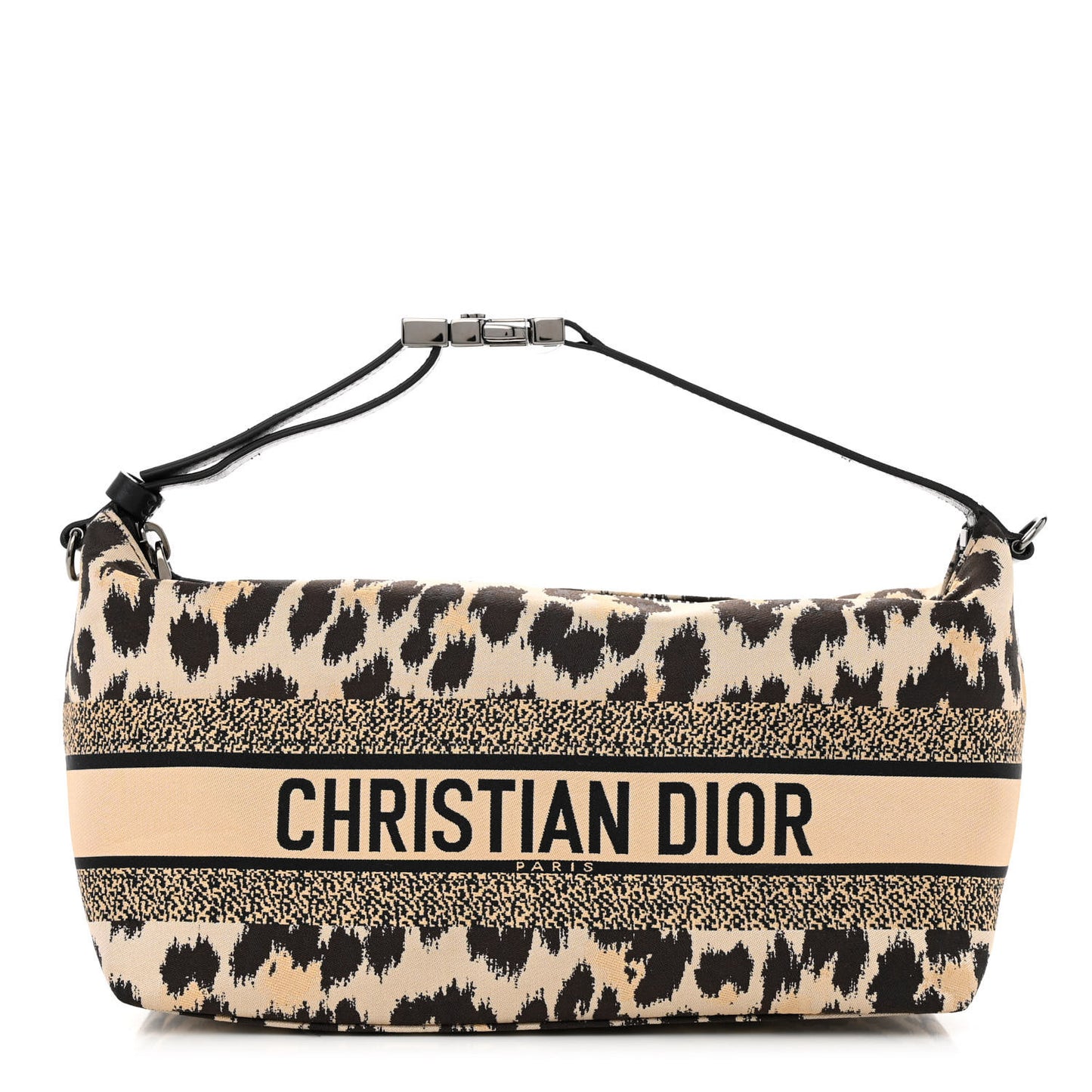 Canvas Mizza Embroidered Medium Leopard DiorTravel Nomad Pouch Beige