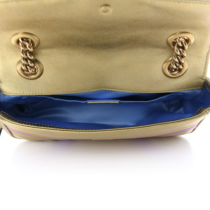 Gucci Metallic Calfskin Matelasse Mini GG Marmont Shoulder Bag Gold Pink 5 of 10