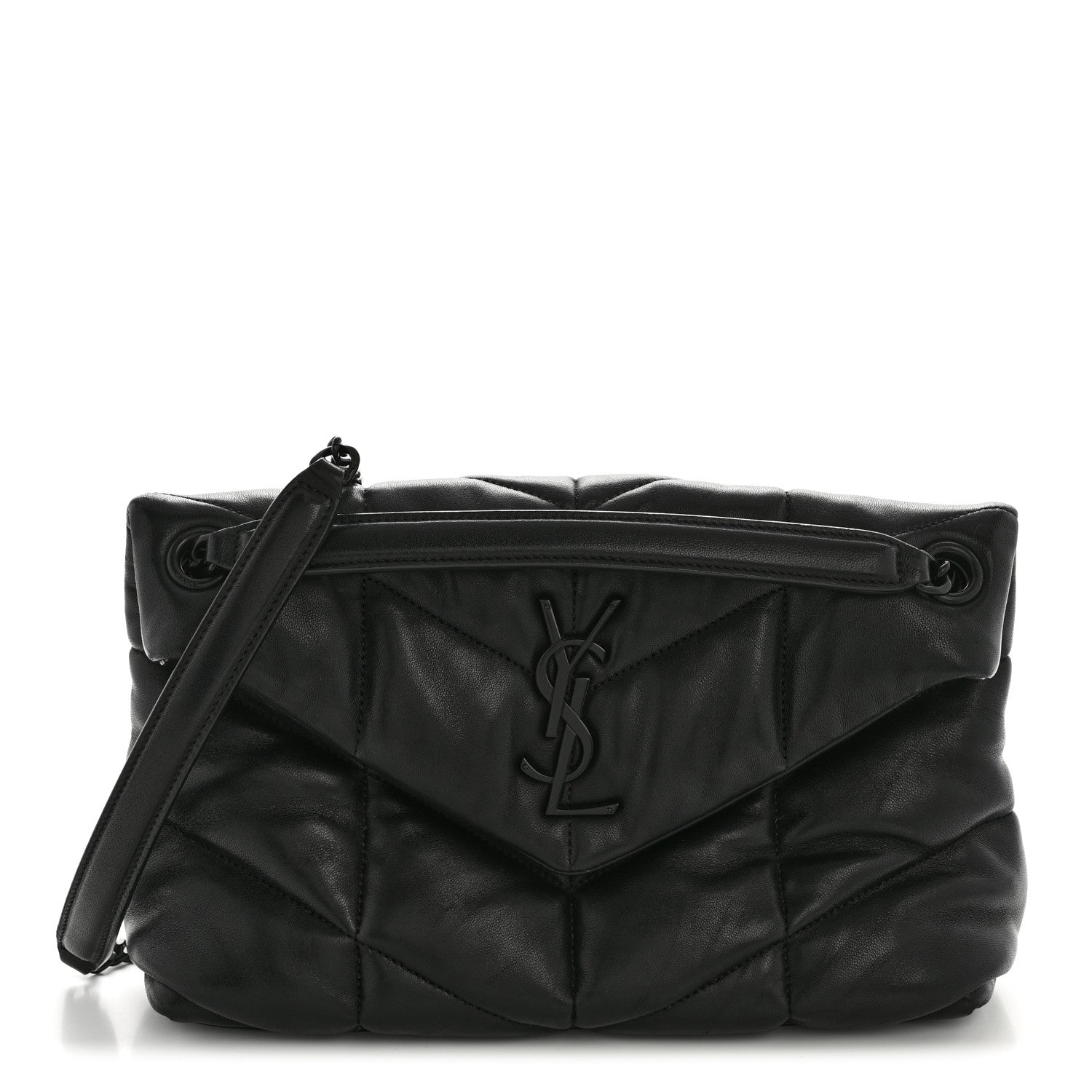 Saint Laurent Lambskin Quilted Monogram Monochrome Small Loulou Puffer Chain Satchel Black 1 of 15