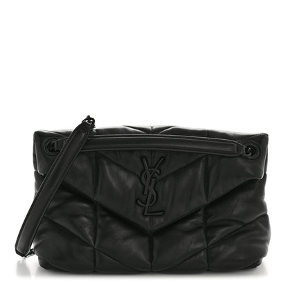 Saint Laurent Lambskin Quilted Monogram Monochrome Small Loulou Puffer Chain Satchel Black 1 of 15