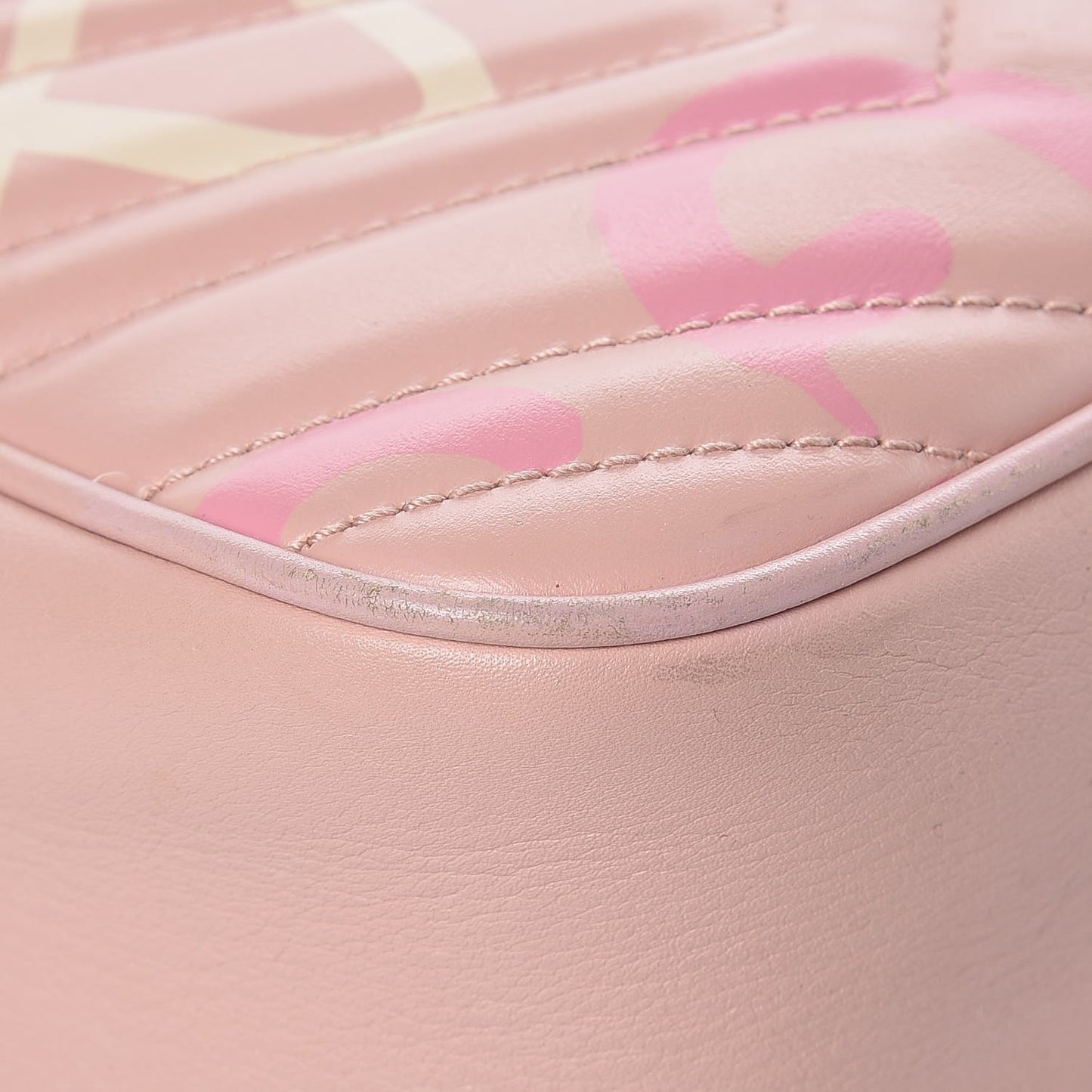Calfskin Matelasse GucciGhost Small GG Marmont Chain Shoulder Bag Perfect Pink Rosa Ivory
