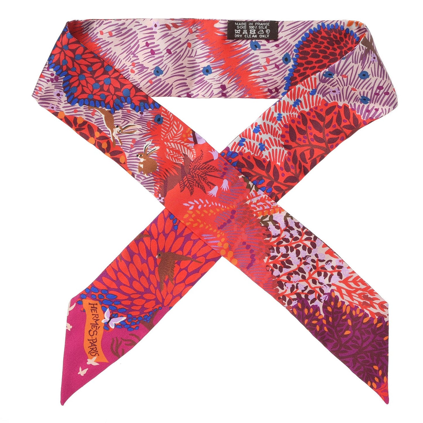 Silk Dans un Jardin Anglais Twilly Fuchsia Rouge Bleu Roy
