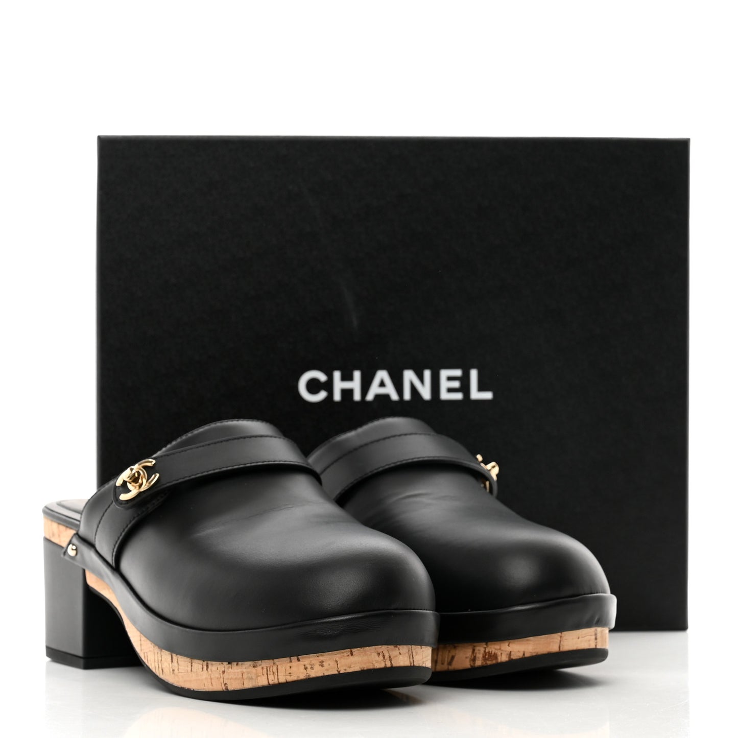 Calfskin CC Turn Lock Clogs 41 Black