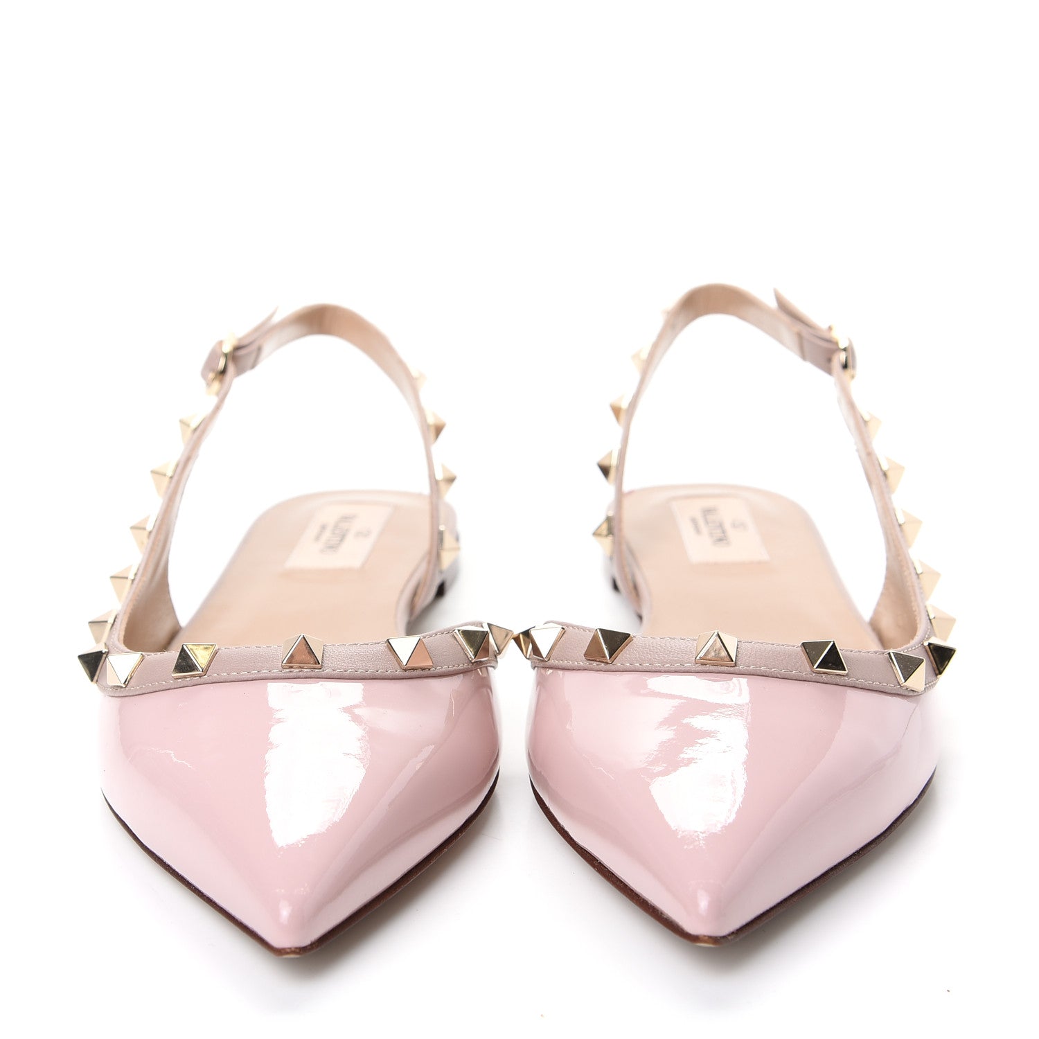 Valentino Garavani Patent Rockstud Slingback Flats 38.5 Water Rose Poudre 2 of 11