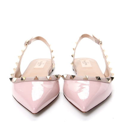Valentino Garavani Patent Rockstud Slingback Flats 38.5 Water Rose Poudre 2 of 11