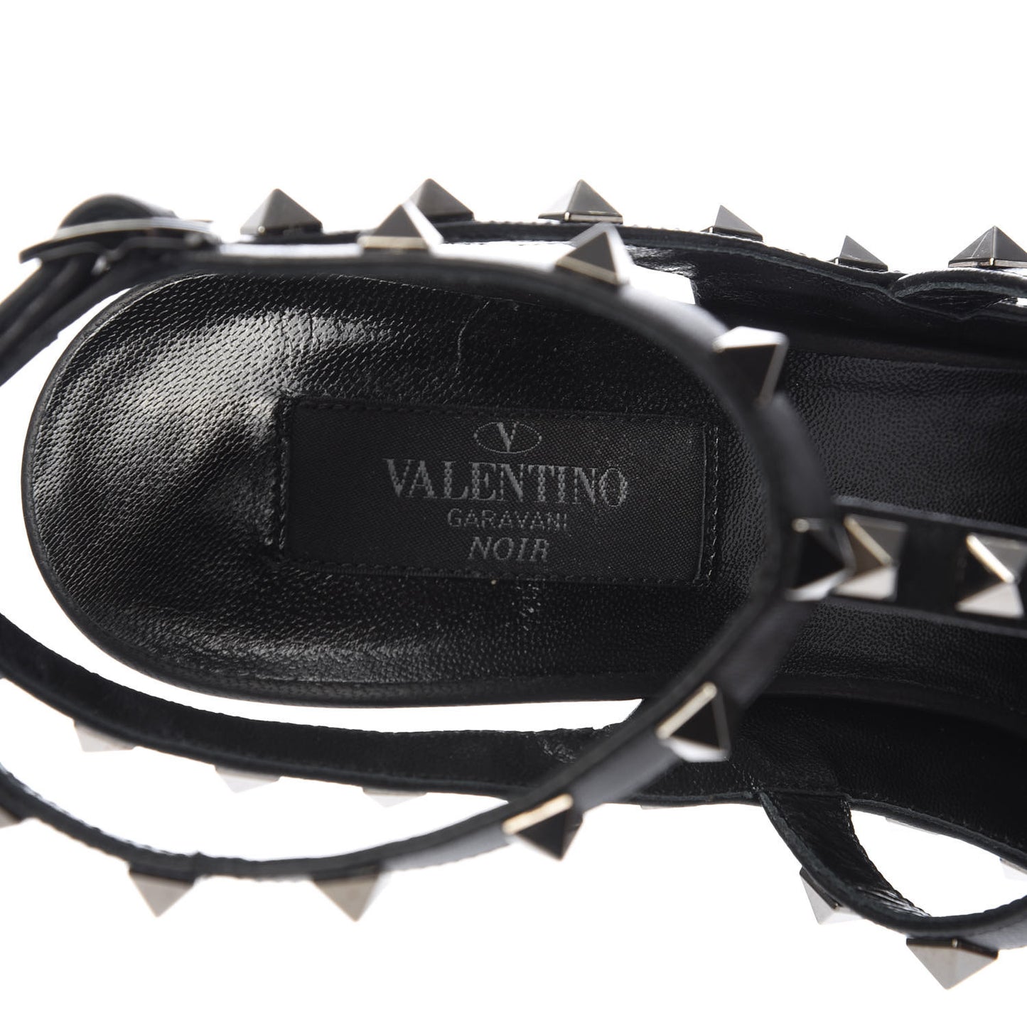 Calfskin Nappa Rockstud Ankle Strap 100mm Pumps 39.5 Black