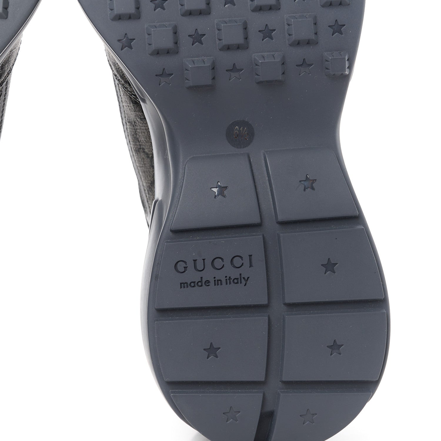 Gucci GG Supreme Monogram Apollo Calfskin Mens Rhyton Sneakers 6.5 Grey Black Graphite Grey 6 of 9