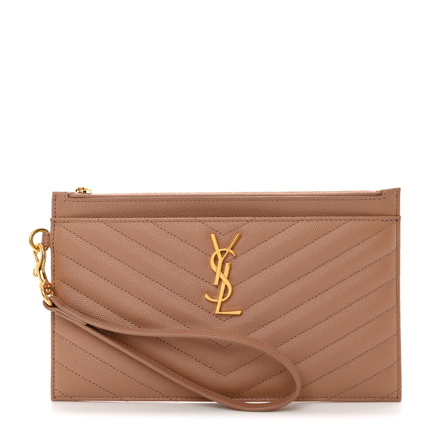 Grain De Poudre Chevron Monogram Large Bill Pouch Vintage Peach