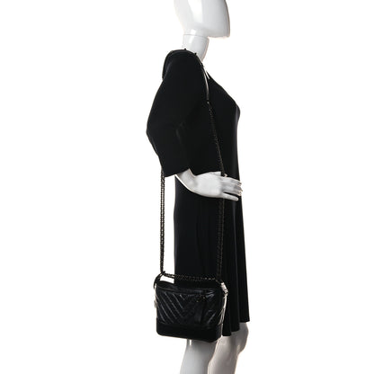 Chanel Aged Calfskin Chevron Quilted Small Gabrielle Hobo So Black 2 of 11