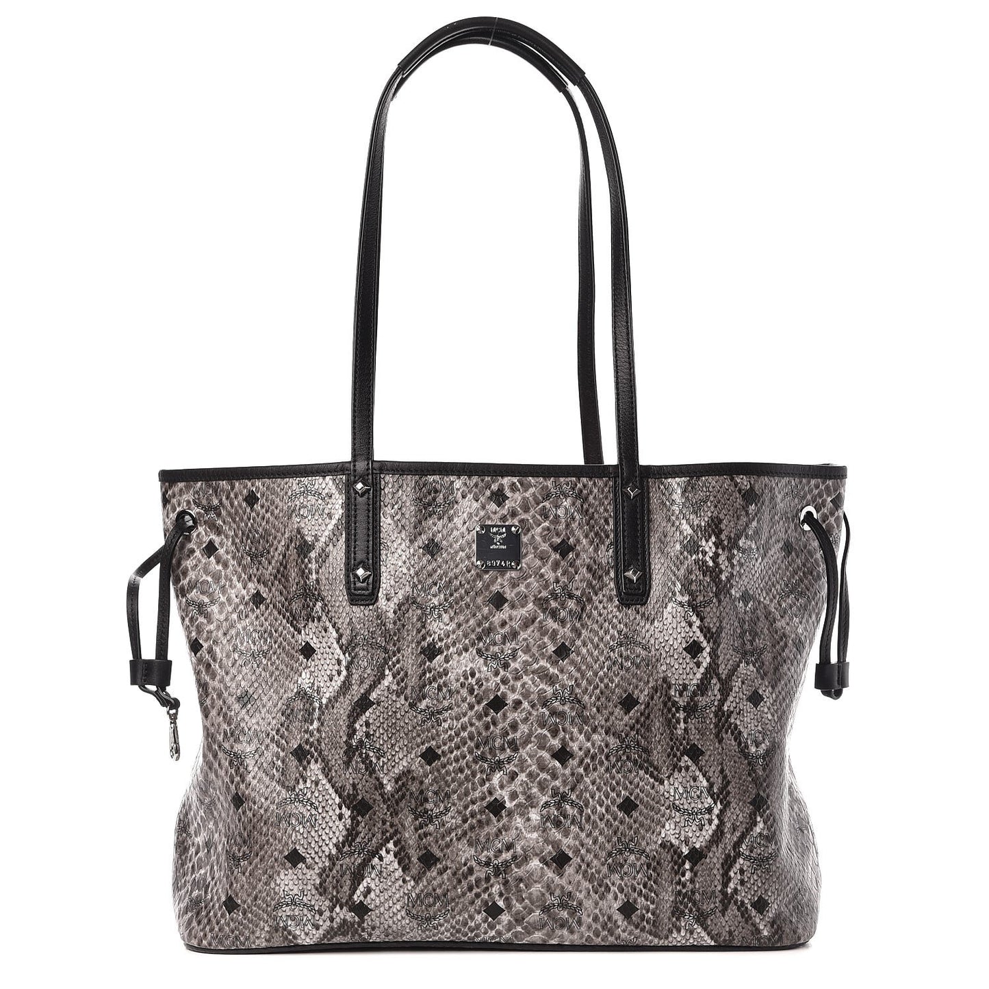 Snake Embossed Medium Shopper Grey