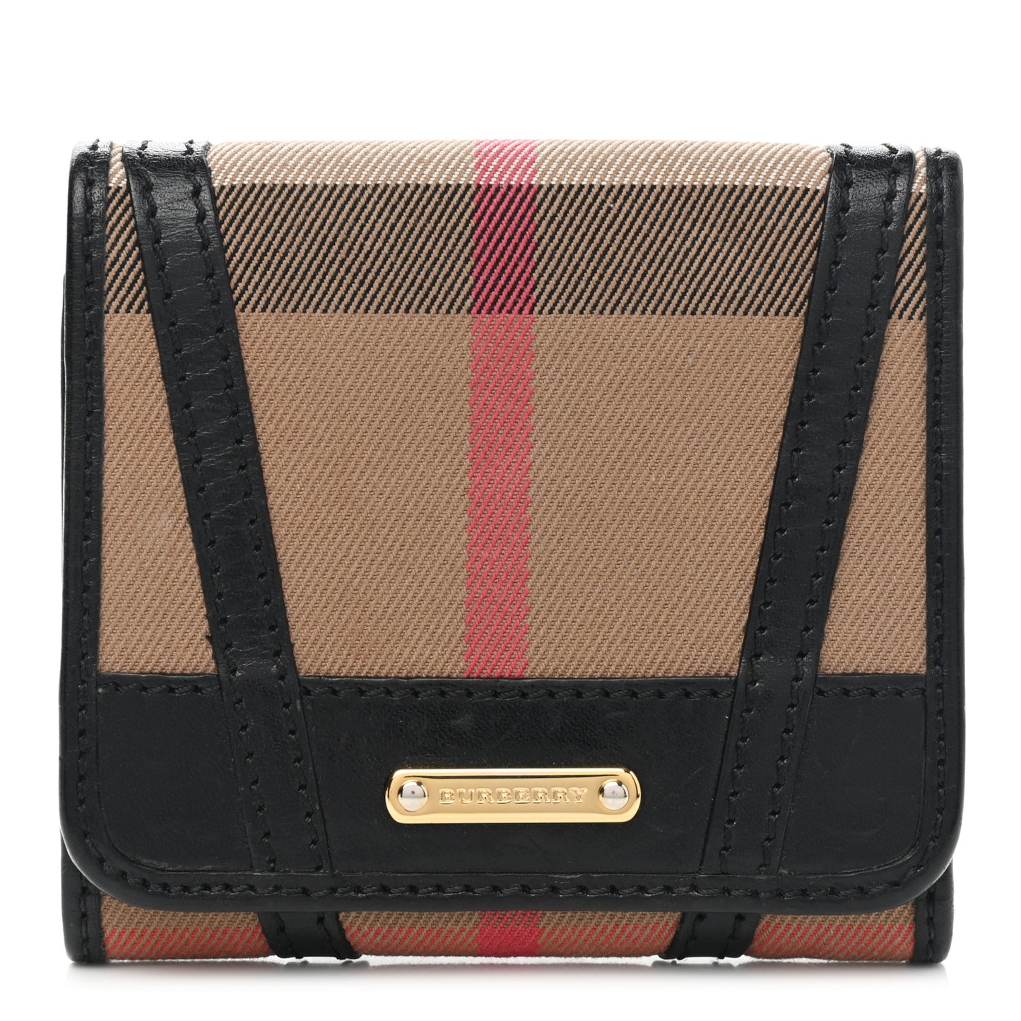 Bridle Calfskin House Check Medium Leighton Wallet Black