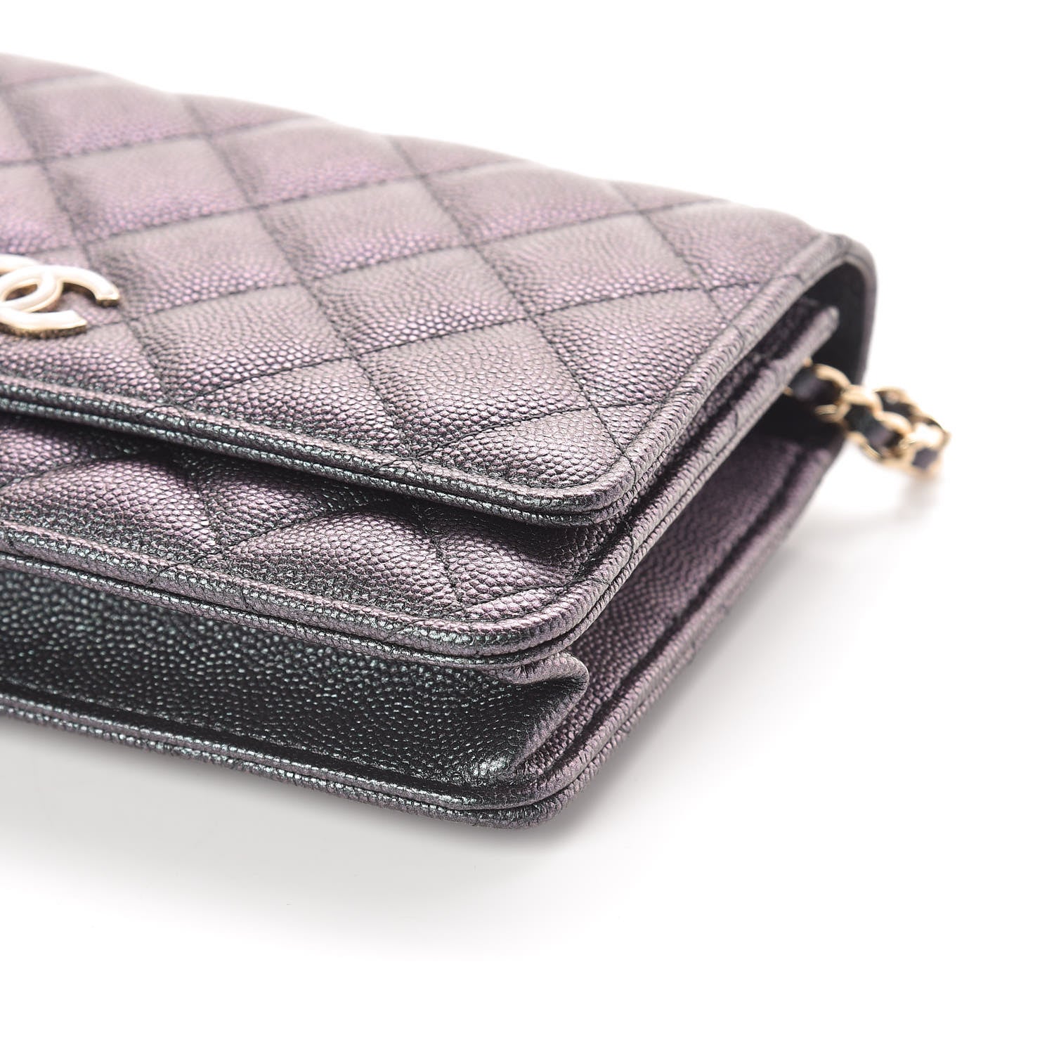 Chanel Iridescent Caviar Quilted Wallet On Chain WOC Black 10 of 11