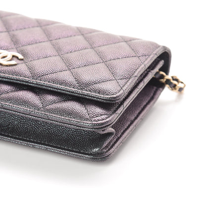 Chanel Iridescent Caviar Quilted Wallet On Chain WOC Black 10 of 11