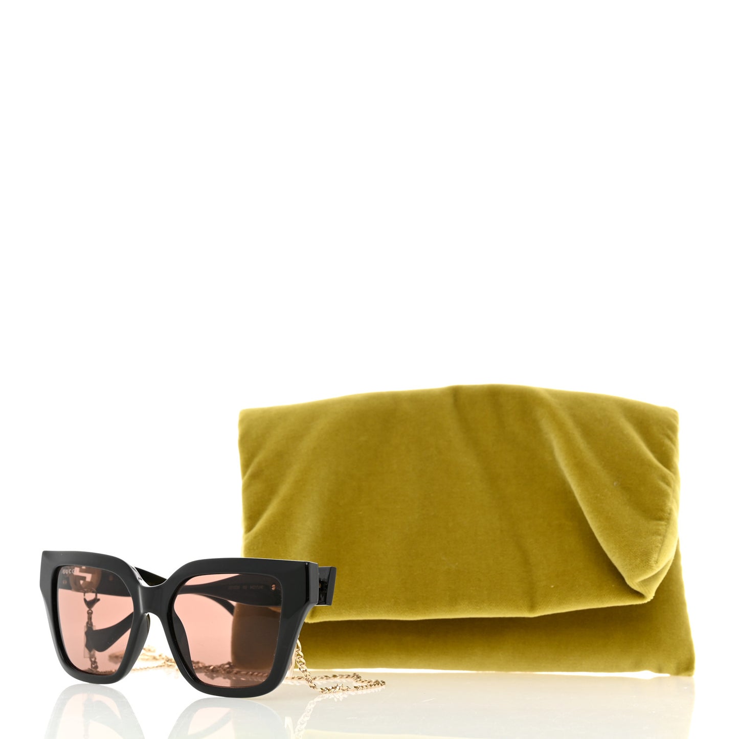 Acetate Square Frame Chain Sunglasses GG1023S Black