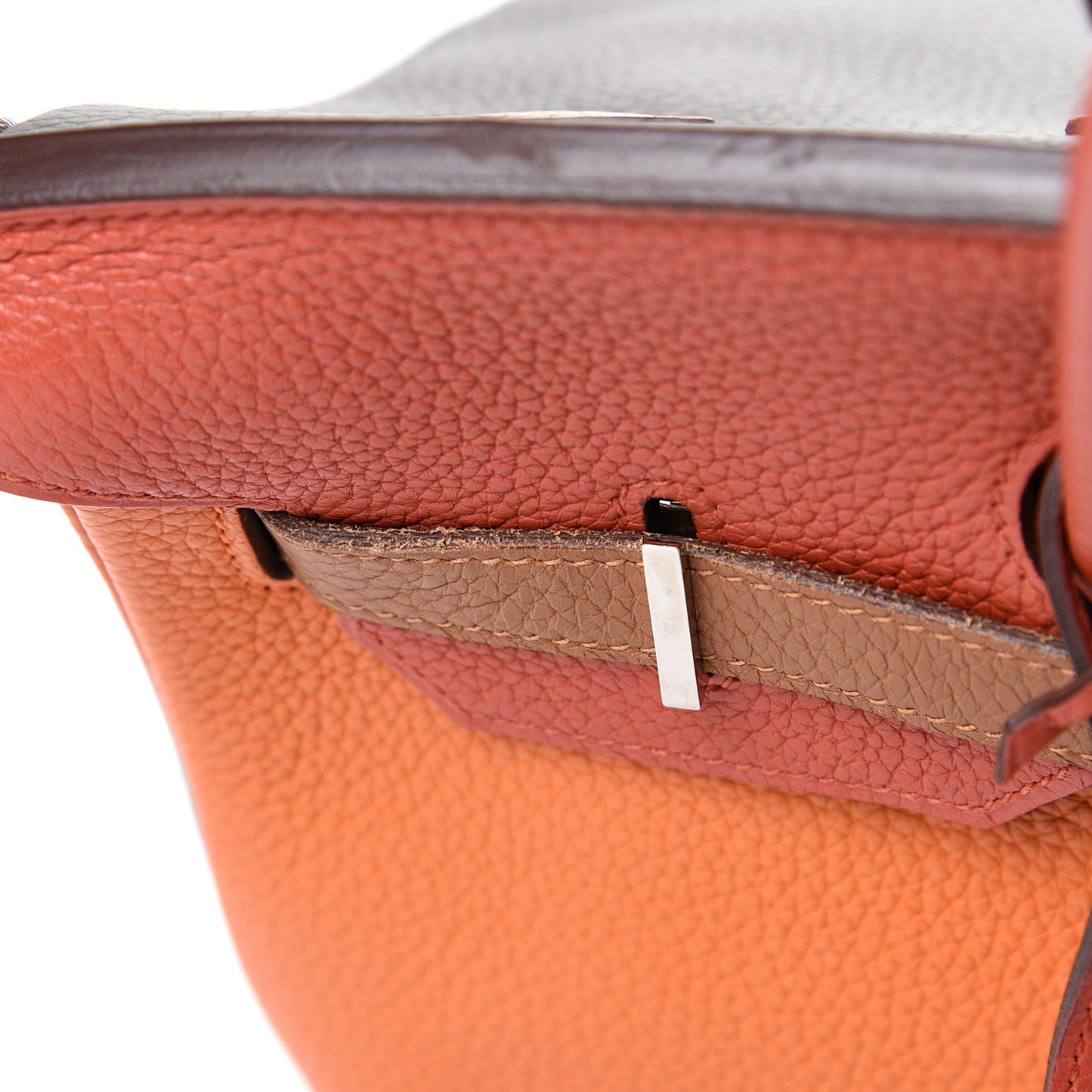 Taurillon Clemence Arlequin Birkin 35 Orange Sanguine Gold Bleu Lin Bleu Hydra Etain
