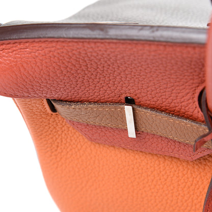 Hermes Taurillon Clemence Arlequin Birkin 35 Orange Sanguine Gold Bleu Lin Bleu Hydra Etain 15 of 19