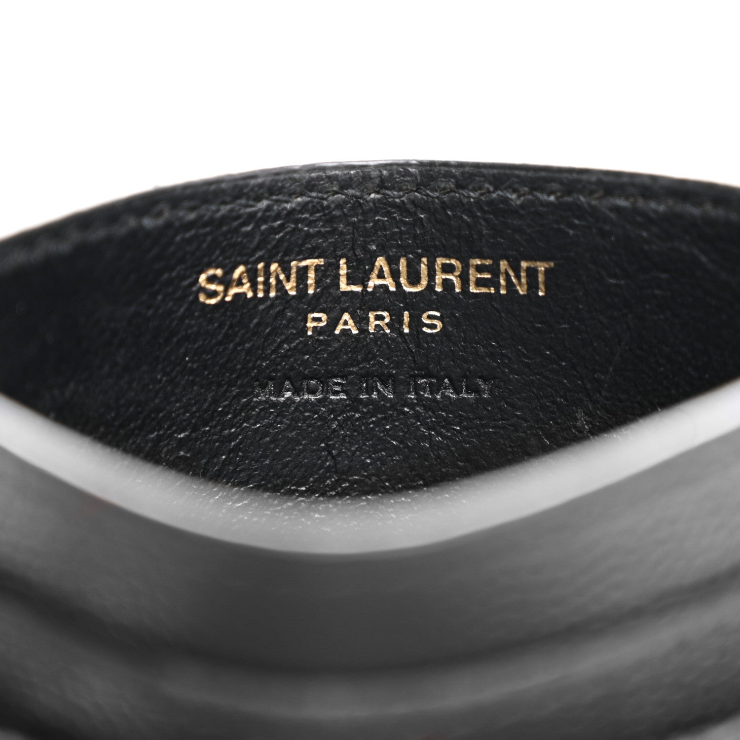 Saint Laurent Grain De Poudre Matelasse Chevron Monogram Credit Card Case Black 6 of 10