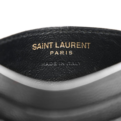 Saint Laurent Grain De Poudre Matelasse Chevron Monogram Credit Card Case Black 6 of 10
