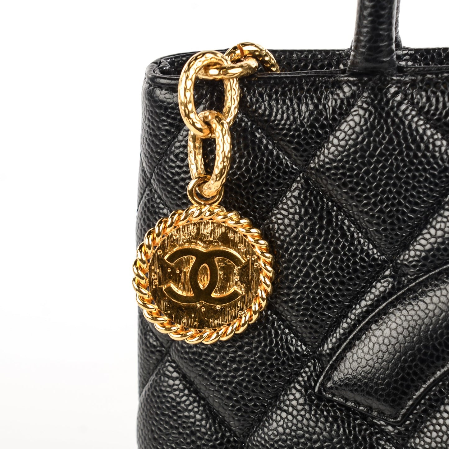 Caviar Quilted Medallion Tote Black