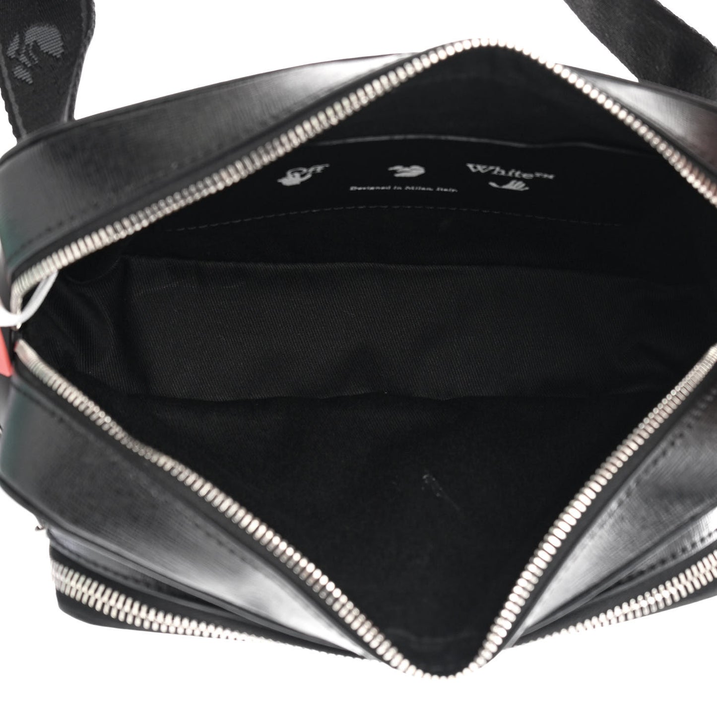 Saffiano Striped Diag Belt Bag Black