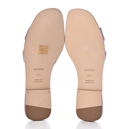 Hermes Box Calfskin Oran Sandals 40.5 Gold 5 of 7