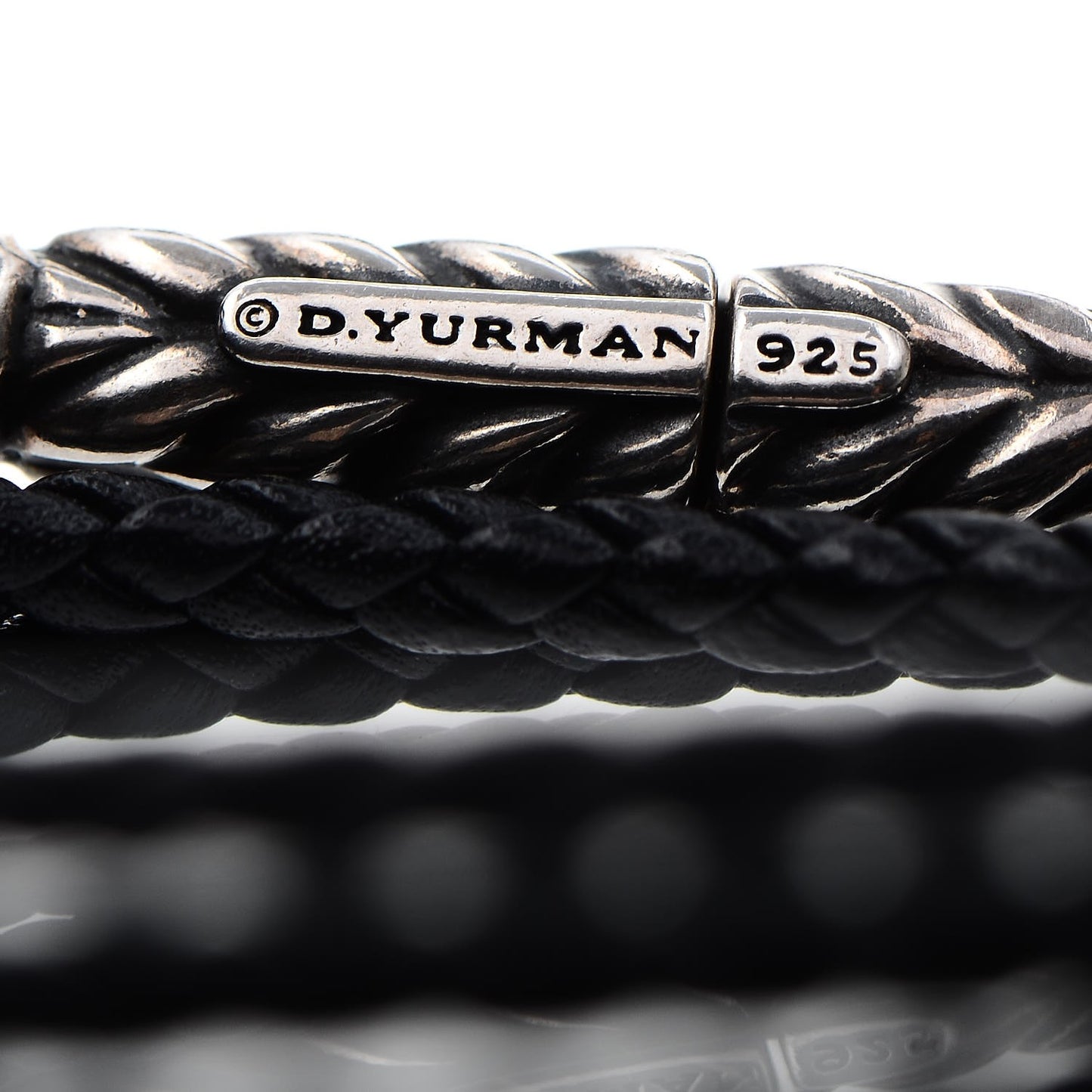 Sterling Silver Chevron Triple-Wrap Bracelet Black