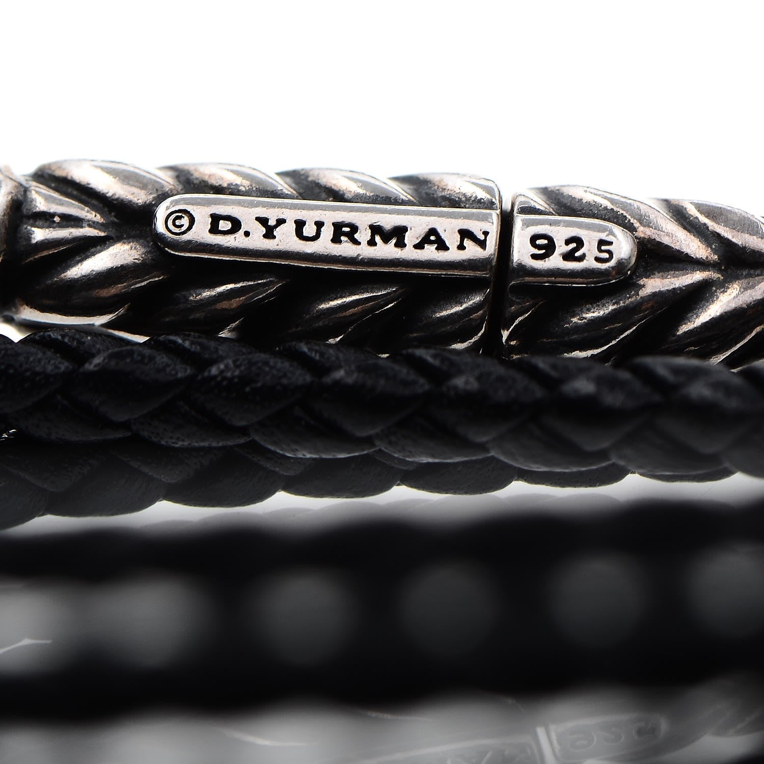 David Yurman Sterling Silver Chevron Triple-Wrap Bracelet Black 4 of 5