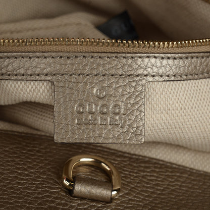 Gucci Metallic Pebbled Calfskin Medium Soho Chain Shoulder Bag Golden Beige 5 of 7