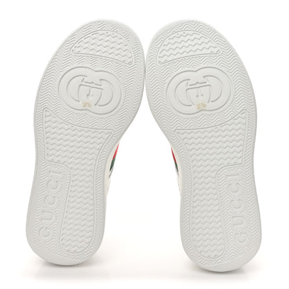 Gucci Calfskin Web Perforated Womens Platform 55mm Sneakers 37.5 White Bright Splash 6 of 10