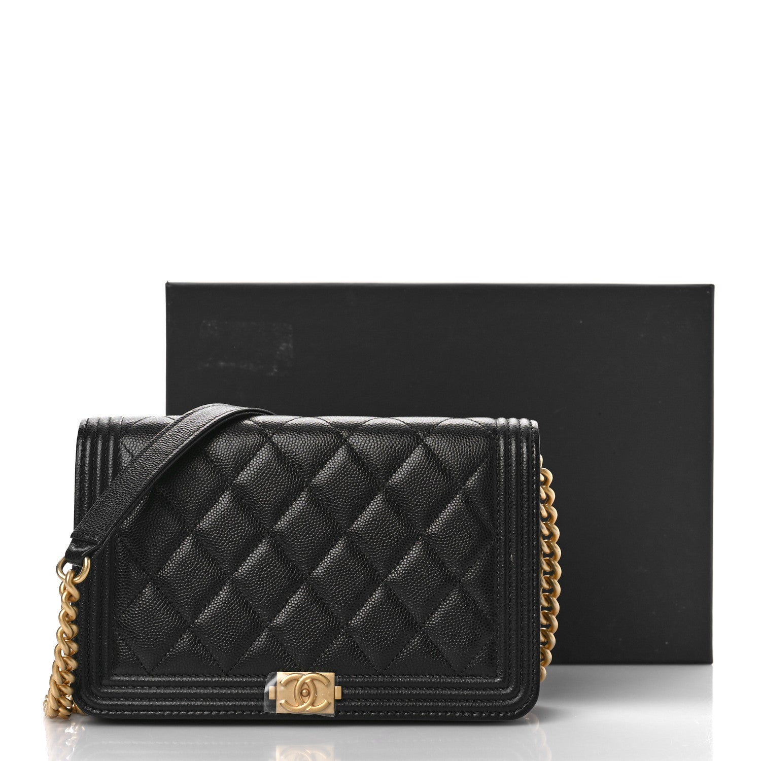 Chanel Caviar Quilted Boy Wallet On Chain WOC Black 10 of 10