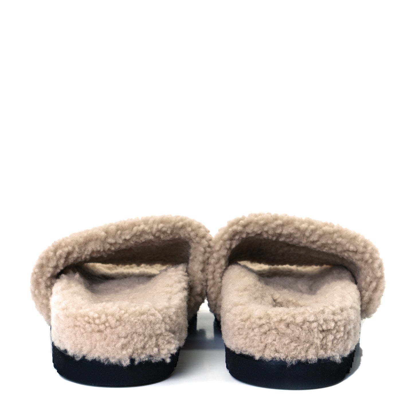 Shearling Calfskin Paseo Flat Comfort Mule 38 Beige