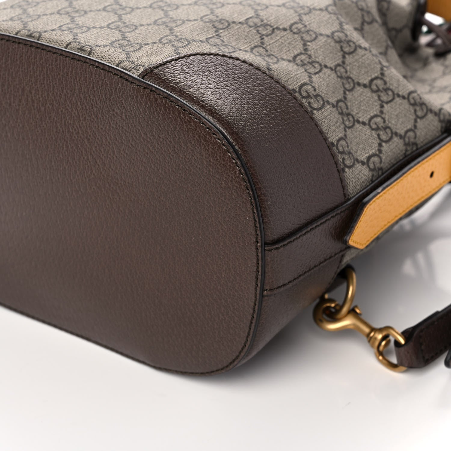 Gucci GG Supreme Monogram Neo Vintage Drawstring Bucket Backpack Beige New Acero Crop 10 of 11