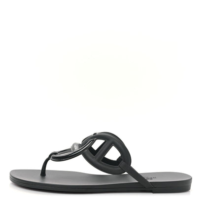 Hermes Rubber Womens Egerie Sandals 38 Black 1 of 8