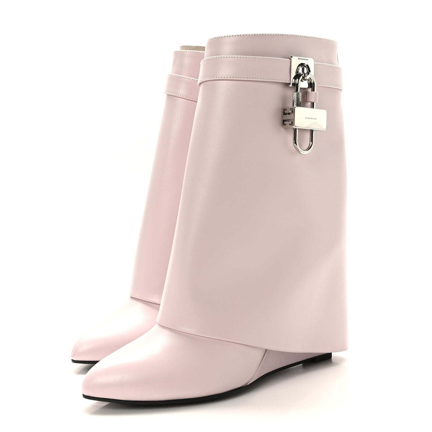 Calfskin Shark Lock Ankle Boots 41 Light Pink