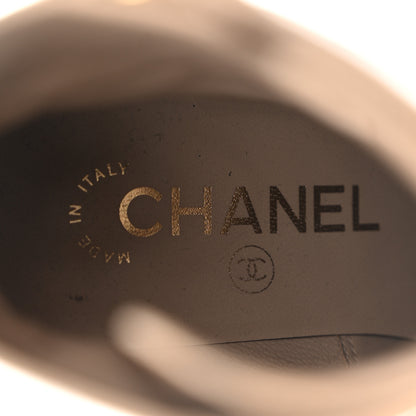 Chanel Patent Calfskin CC Lace Up Short Boots 36.5 Beige Black 7 of 14