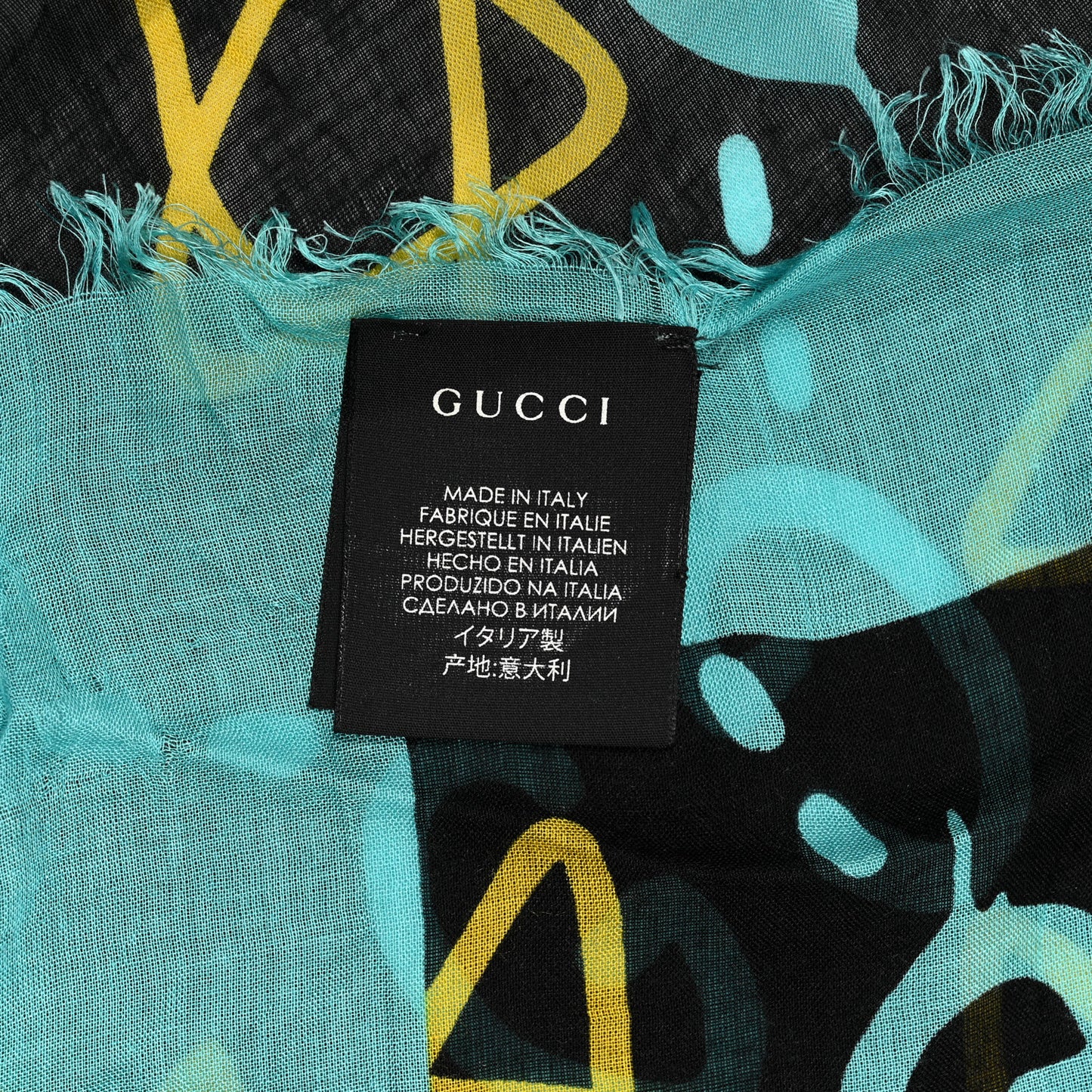 Modal Silk GucciGhost Print Shawl Black Multicolor