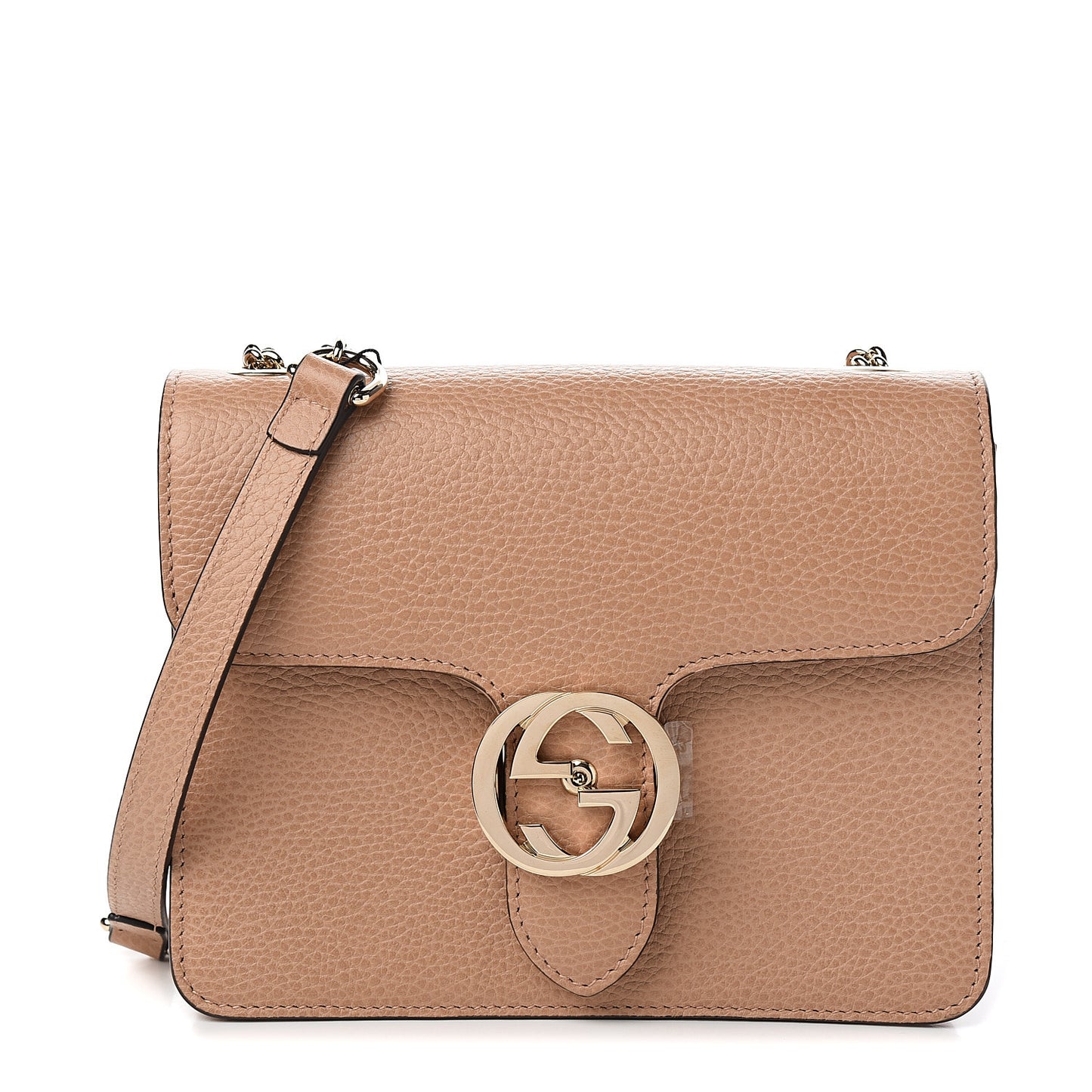 Dollar Calfskin Small Interlocking G Shoulder Bag Camelia