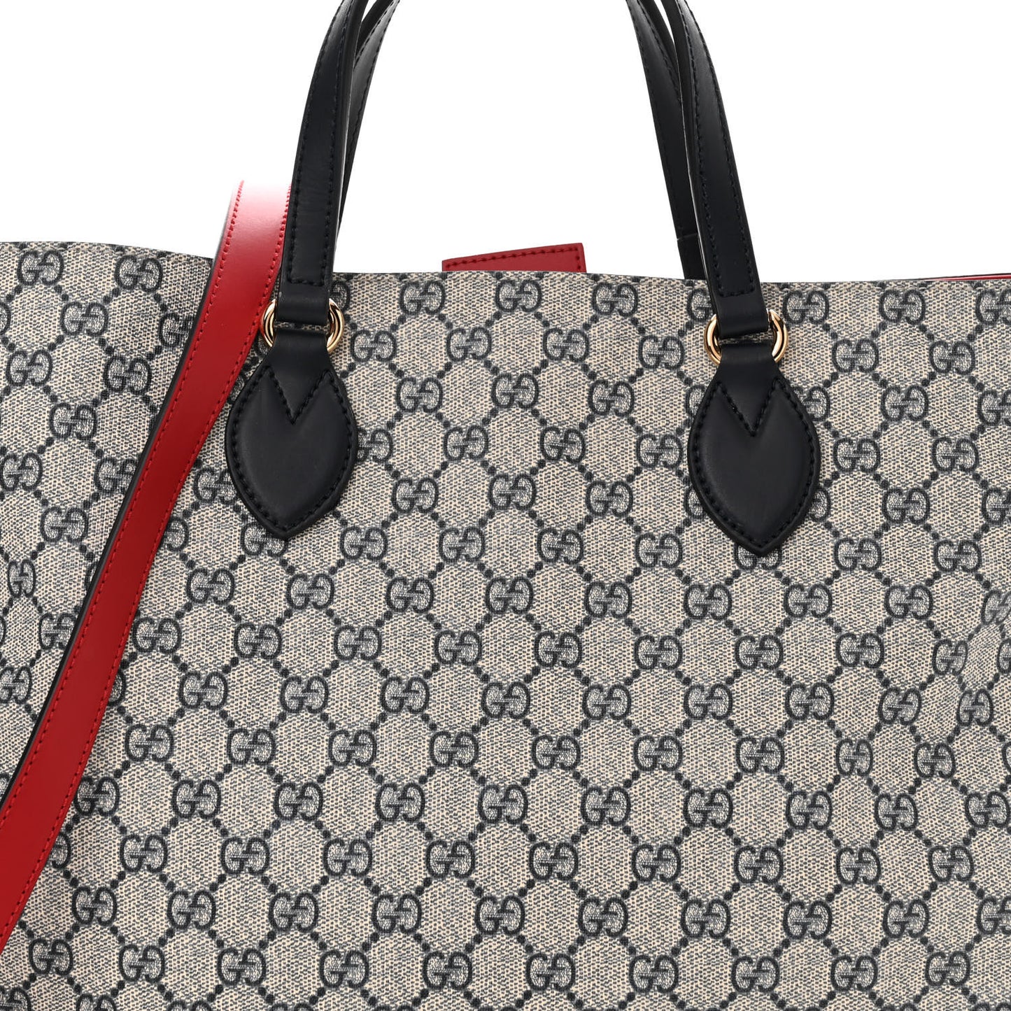 Soft GG Supreme Monogram Medium Crossbody Tote Beige Black Red