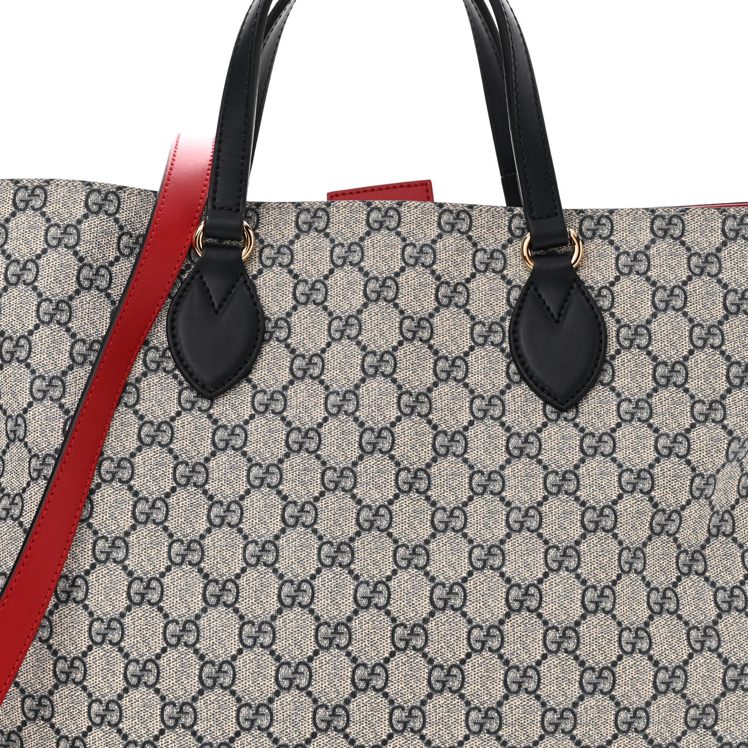 Gucci Soft GG Supreme Monogram Medium Crossbody Tote Beige Black Red 8 of 12