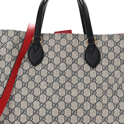 Gucci Soft GG Supreme Monogram Medium Crossbody Tote Beige Black Red 8 of 12