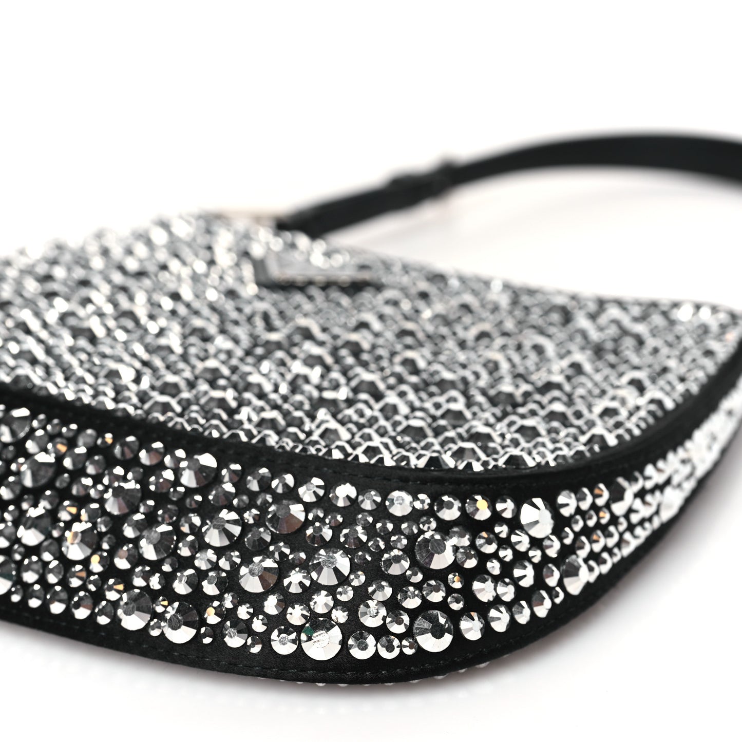 Satin Crystal Cleo Adjustable Strap Shoulder Bag Metal