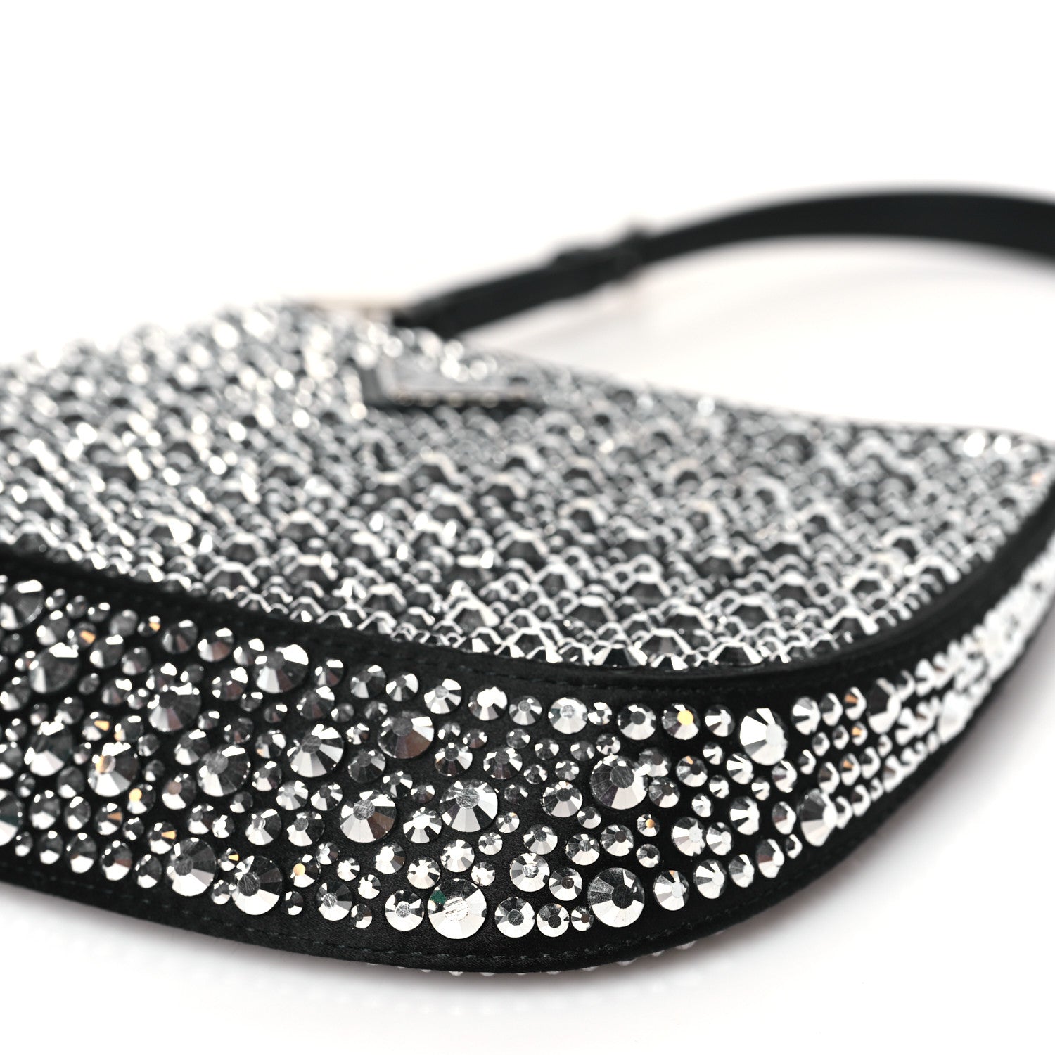 Prada Satin Crystal Cleo Adjustable Strap Shoulder Bag Metal 8 of 8