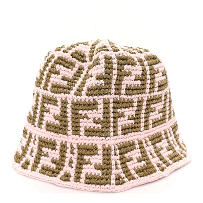 Fendi Cotton Rayon FF Woven Bucket Hat S/M Pink Khaki 4 of 8
