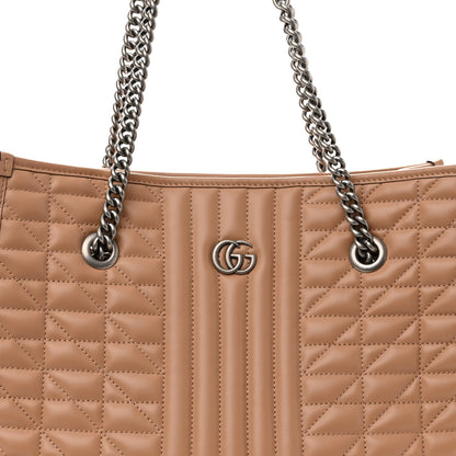 Gucci Calfskin Matelasse Aria Medium GG Marmont Shoulder Tote Camelia 8 of 10
