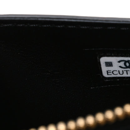 Chanel Lizard Embossed Long Zipped Wallet Black 7 of 8