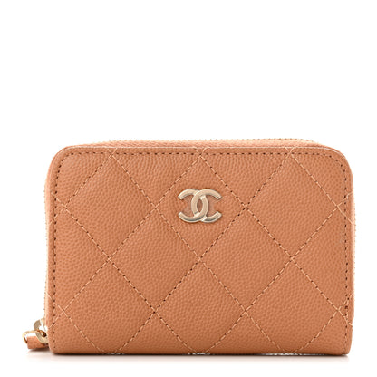 Chanel Caviar Quilted Zip Around Coin Purse Dark Beige 1 of 8
