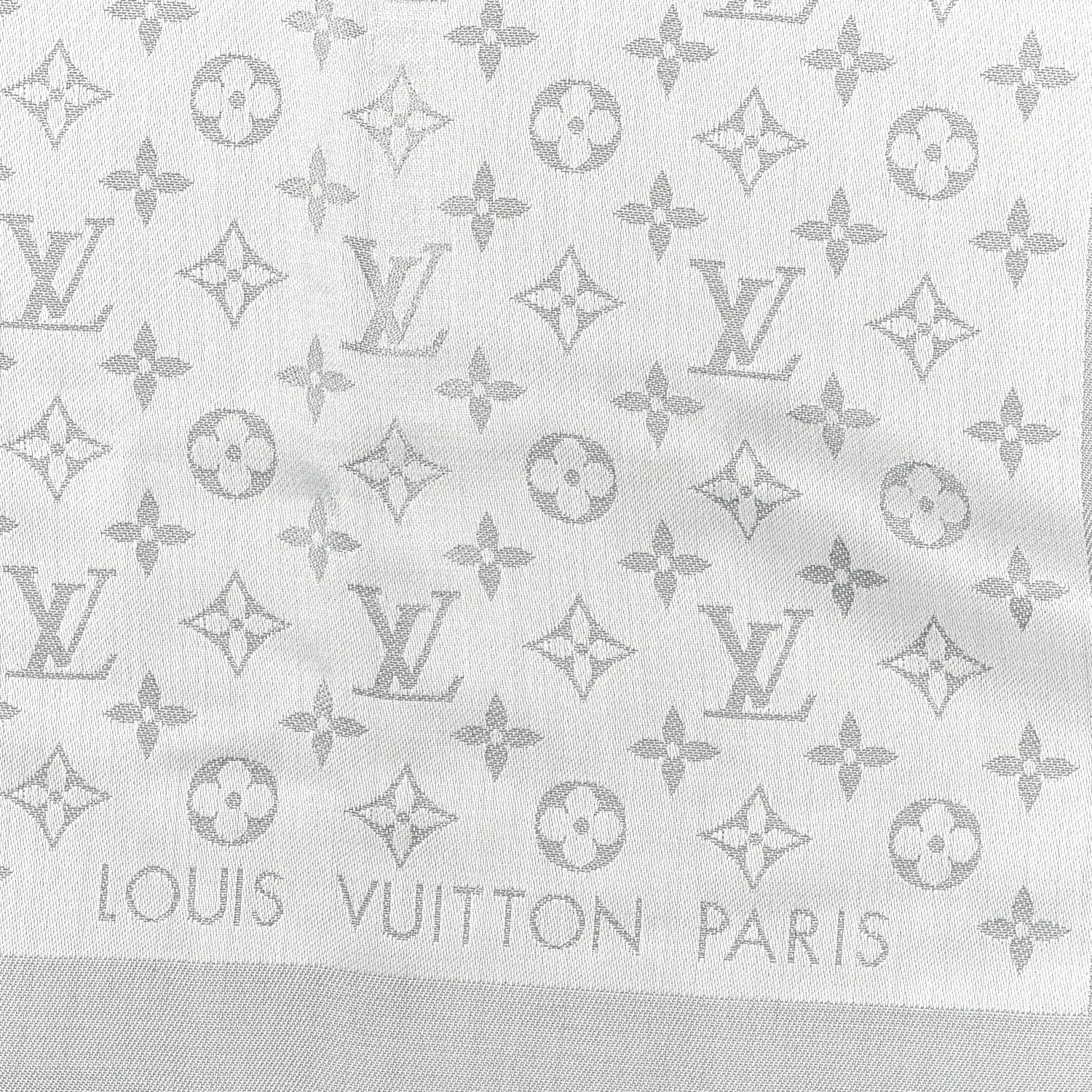 Louis Vuitton Wool Silk Monogram Denim Shawl Grey 2 of 3