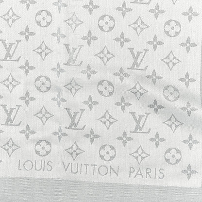 Louis Vuitton Wool Silk Monogram Denim Shawl Grey 2 of 3